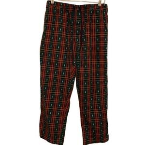 PAJAMAGRAM MEN'S SIZE LARGE RED & GREEN PLAID PAJAMA PANTS